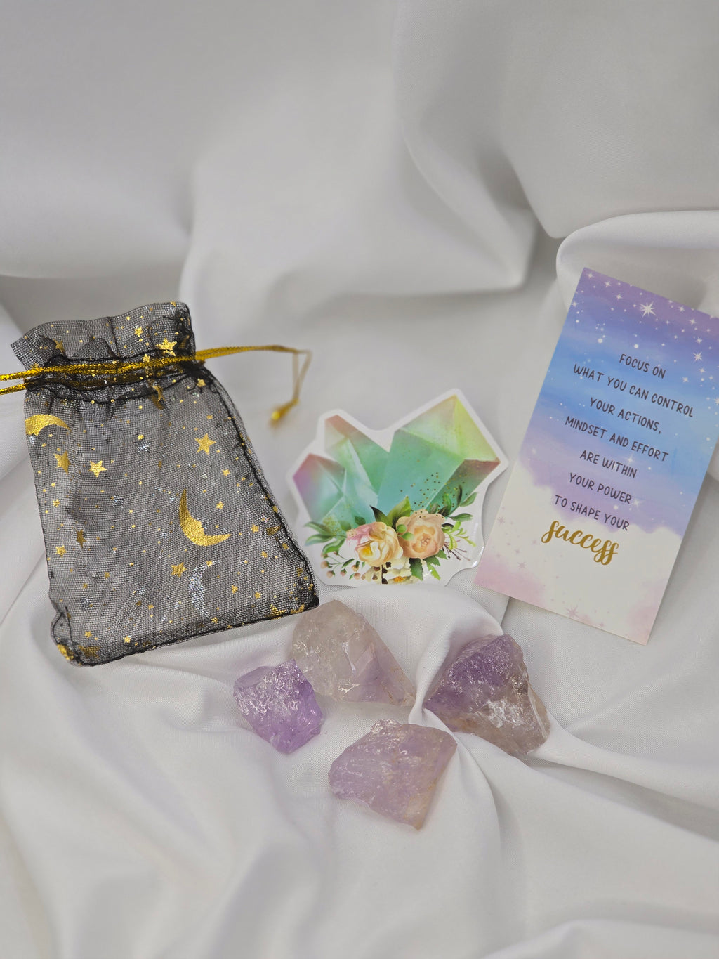 Raw Amethyst w/Moon Bag – The Crystal of Calm & Spiritual Clarity