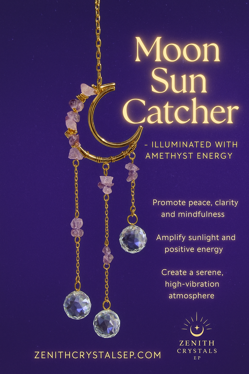 Moon Sun Catcher – Illuminated with Amethyst Energy