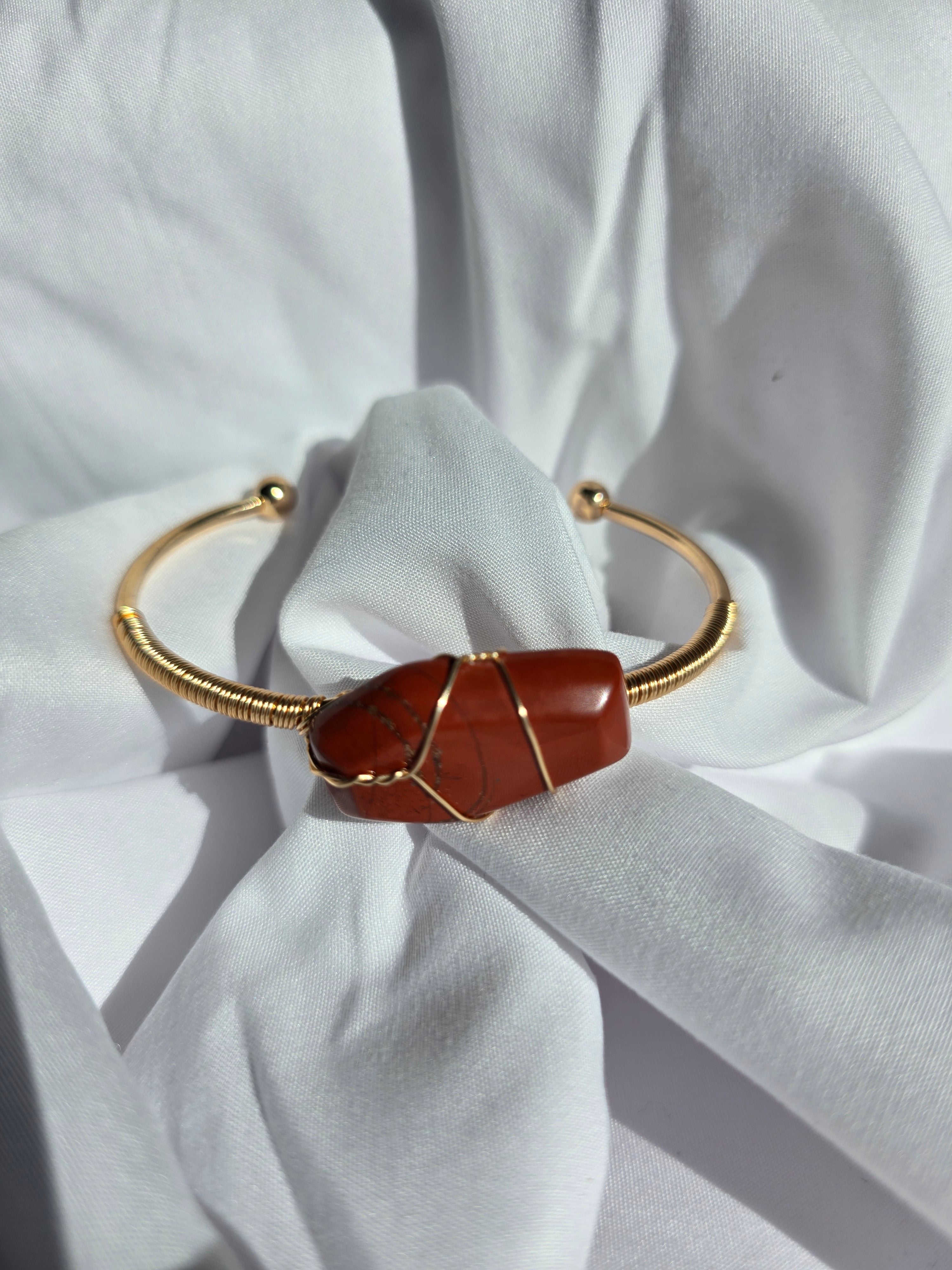 Red Jasper Gold Cuff Bracelet