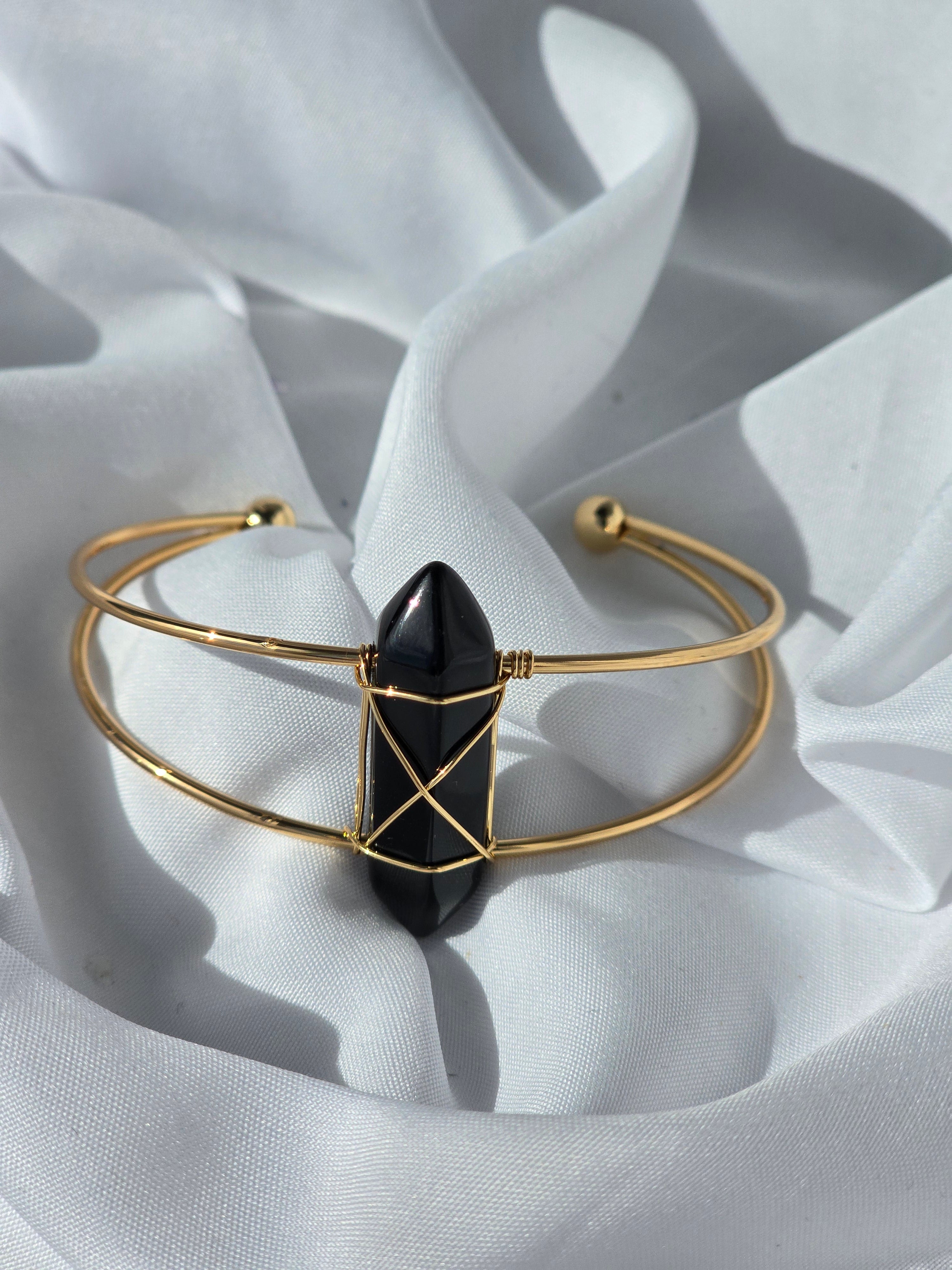 Black Tourmaline Double-Band Bracelet – Protection, Grounding & Strength